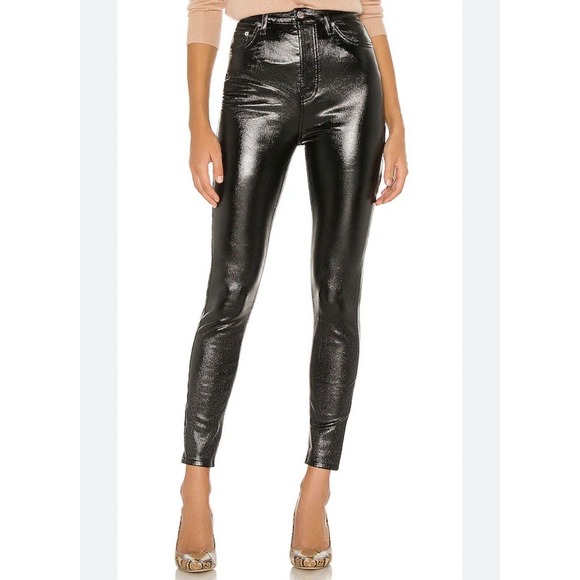 NWT FREE PEOPLE Phoenix Coated Black Ankle Skinny Jeans Size 28 We The Free NEW - Picture 1 of 16